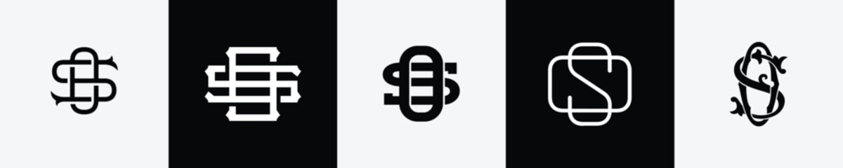 Initial letters OS Monogram Logo Design Bundle - obrazy, fototapety, plakaty