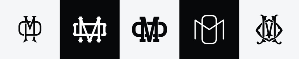 Initial letters MO Monogram Logo Design Bundle