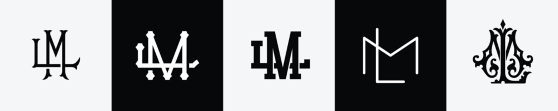 Initial letters ML Monogram Logo Design Bundle