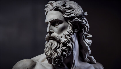 Fototapeta na wymiar Head of greek god sculpture statue of a man. AI generated