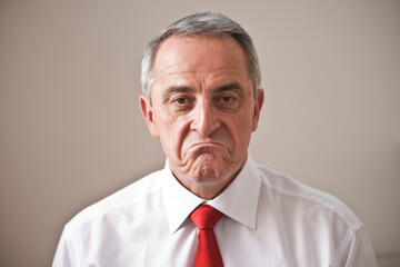 Close-up Portrait of Man Frowning