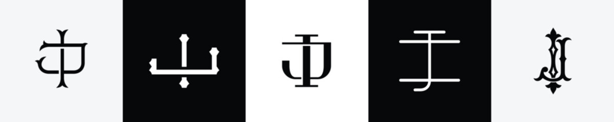 Initial letters IJ Monogram Logo Design Bundle