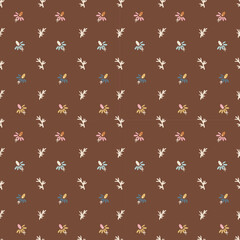 Boho fantasy flowers seamless pattern, folk floral texture