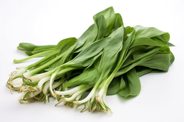 A bunch of spinach on a white background
