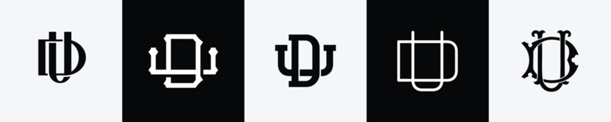 Initial letters DU Monogram Logo Design Bundle - obrazy, fototapety, plakaty