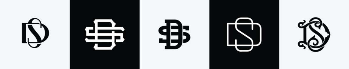 Initial letters DS Monogram Logo Design Bundle - obrazy, fototapety, plakaty