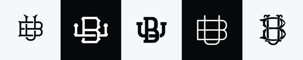 Fototapeta na wymiar Initial letters BU Monogram Logo Design Bundle