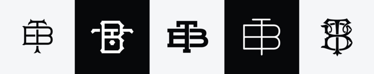 Fototapeta na wymiar Initial letters BT Monogram Logo Design Bundle