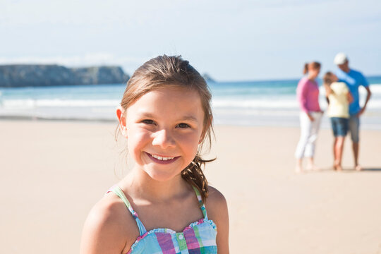 Family on Beach, Camaret-sur-Mer, Finistere, Bretagne, France