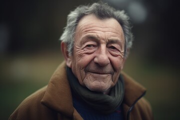 Obraz premium Portrait of an elderly man in the park. Selective focus.