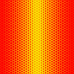 Red orange yellow halftone triangles pattern. Abstract geometric gradient background. Vector illustration.