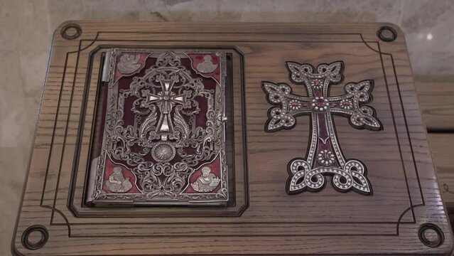 Armenian cross, religion. The church is inside. Religion, icons, design, faith. One of the oldest Christian churches, differing from both Byzantine Orthodoxy and Roman Catholicism.