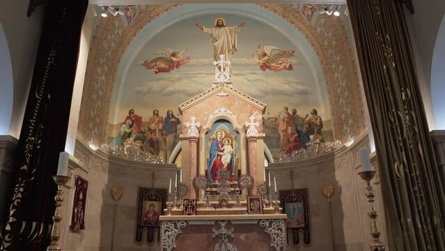 Interior of the Apostolic Armenian Church. Armenian church inside , altar .