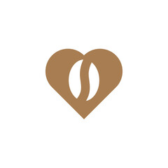 coffee bean icon with heart symbol logo design Illustration for coffee lover, cafe bar or restaurant