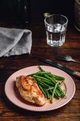 Baked Chicken Breast and Fried Green Beans