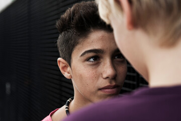 Boys Looking at Each Other, Mannheim, Baden-Wurttemberg, Germany