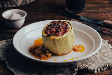 Courgette Stuffed with Ground Meat and Herbs
