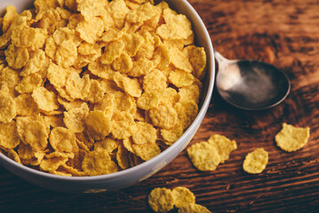 White bowl of corn flakes