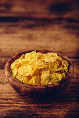 Rustic bowl of corn flakes