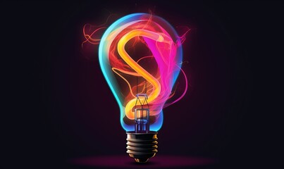  a colorful light bulb with a swirly light inside of it.  generative ai