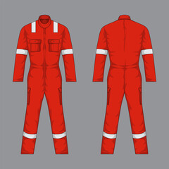 Illustration of safety work wear for workers front and back view