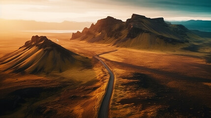 Fototapeta na wymiar Gscenic road in Iceland beautiful nature landscape enerative AI