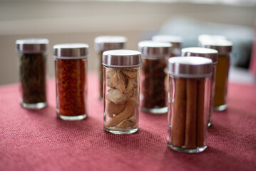 spices in glass jars