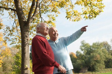 Senior Men Outdoors in Autumn, Lampertheim, Hesse, Germany