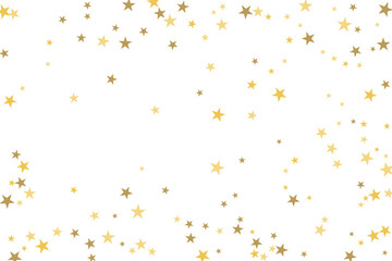 Star confetti. Gold casual confetti background. Bright design pattern.
