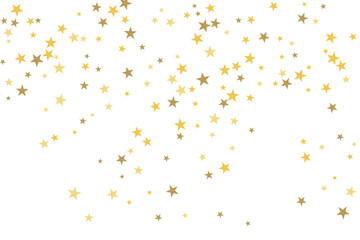 Star confetti. Gold casual confetti background. Bright design pattern.