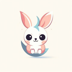 The logo is cute in the form of an animal. Logo for the company, a pink bunny. Generative AI.