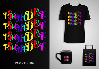 Classic typography style popular in the 1960s during the psychedelic era. Merchandise print design.