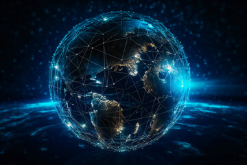 Obraz premium Exploring the Future of Internet Business with Blockchain and IoT. Generative AI