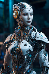 Cyborg girl  Robot woman. Ai generated