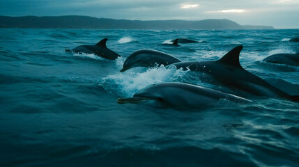 Fototapeta premium Capturing Dolphins in Motion. Generative AI