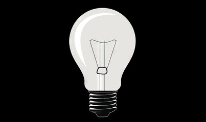  a light bulb with a black background and a white outline.  generative ai