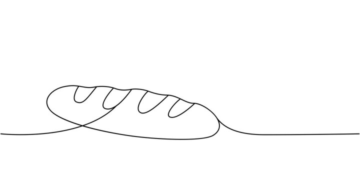 recommend clip art: Long loaf bread one line continuous drawing. Bakery pastry products continuous one line illustration. Vector minimalist linear illustration.
