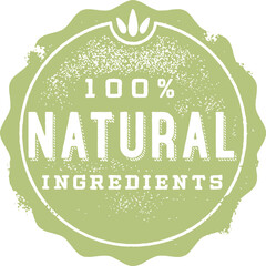 100% Natural Ingredients Product Label