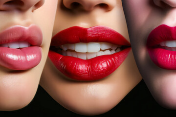 Fototapeta premium Set of Luscious Lips. Plump Pucker. Juicy Mouth. Generative AI