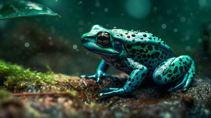 Fototapeta na wymiar The Splendid Poison Frog in its Habitat. Generative AI