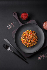 Delicious veggie salad with canned tuna and mexican vegetable mix