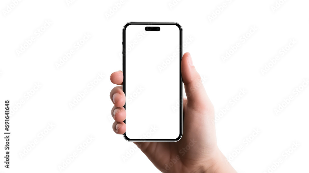 Aufkleber high quality smartphone mockup with isolated background. hand holding the black smartphone. smart ph