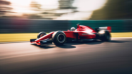 Fototapeta na wymiar Formula 1 race car on the track created with Generative AI technology.