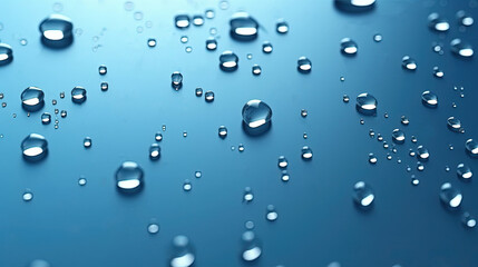 water drops on blue background created with Generative AI technology.