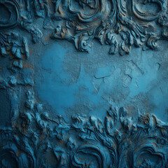 blue, messy wall stucco texture background. Decorative wall paint,  Created using generative AI tools.
