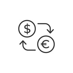 Currency exchange vector isolated icon. Global money conversion sign