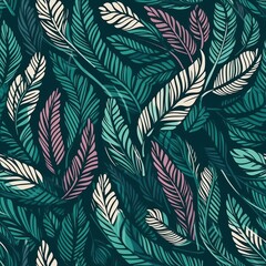 Naklejka na ściany i meble Create a fresh and modern look with this seamless pattern featuring abstract leaves. Perfect for a variety of design projects. AI Generation