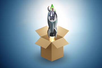 Think out of box concept with businessman