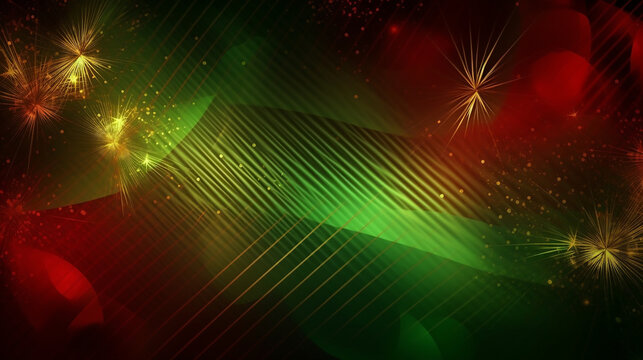 Red and green and gold Christmas abstract background