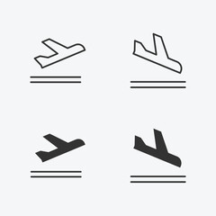 vector illustration of airplanes icon on grey background for website and mobile app